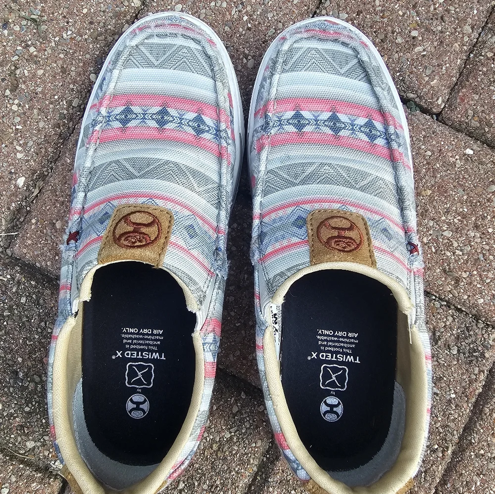 Twisted X Boots Hooey Slip On Loper Loafer Women's Sz 7 M Pink/Multi (NIB) - Picture 2 of 6